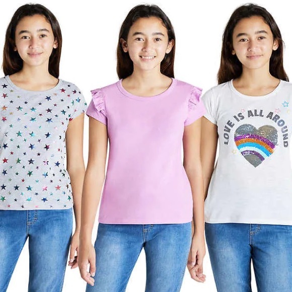 Vigoss 3-Pack T-Shirts Gray Pink White Heart Stars - Picture 8 of 8